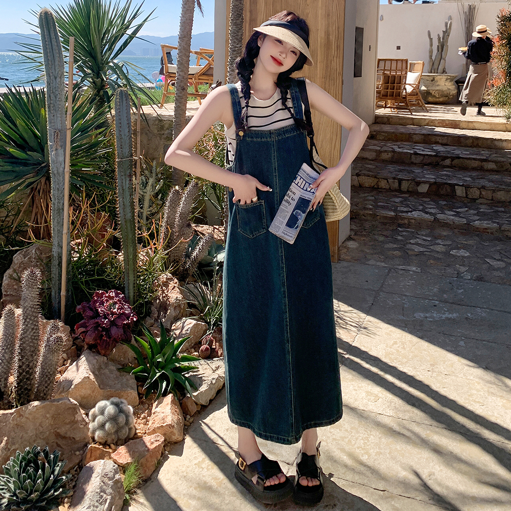 Beautiful Denim Suspender Dress for Women - Summer Thin Long Workwear Vest Dress, Stylish and Age-Reducing, Perfect for 90s Y2K Fashion