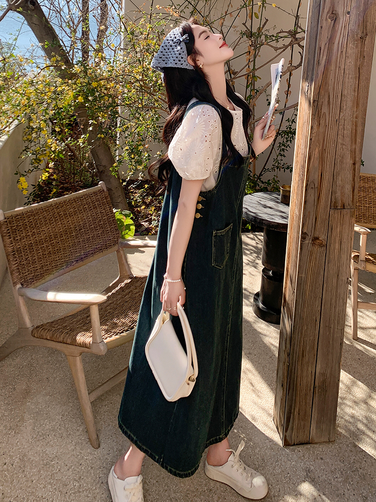 Beautiful Denim Suspender Dress for Women - Summer Thin Long Workwear Vest Dress, Stylish and Age-Reducing, Perfect for 90s Y2K Fashion Beautiful Denim Suspender Dress for Women - Summer Thin Long Workwear Vest Dress, Stylish and Age-Reducing, Perfect for 90s Y2K Fashion