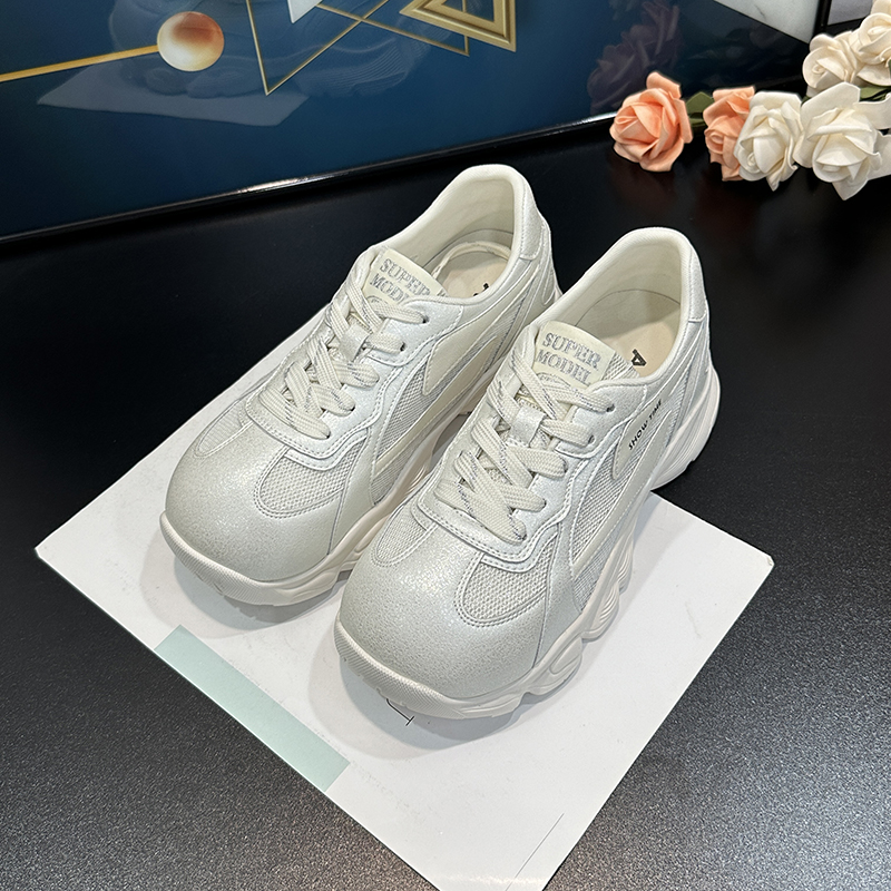 Beige Women's Breathable Mesh Training Shoes - Thick-Soled Casual Sports Sneakers for Summer 2025 Beige Women's Breathable Mesh Training Shoes - Thick-Soled Casual Sports Sneakers for Summer 2025