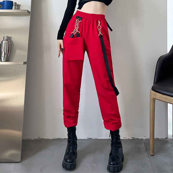 Black and Red Girl Group Performance Outfit - Spade A Dance Costume Set with Jazz Dance Top and Stylish Work Pants Black and Red Girl Group Performance Outfit - Spade A Dance Costume Set with Jazz Dance Top and Stylish Work Pants