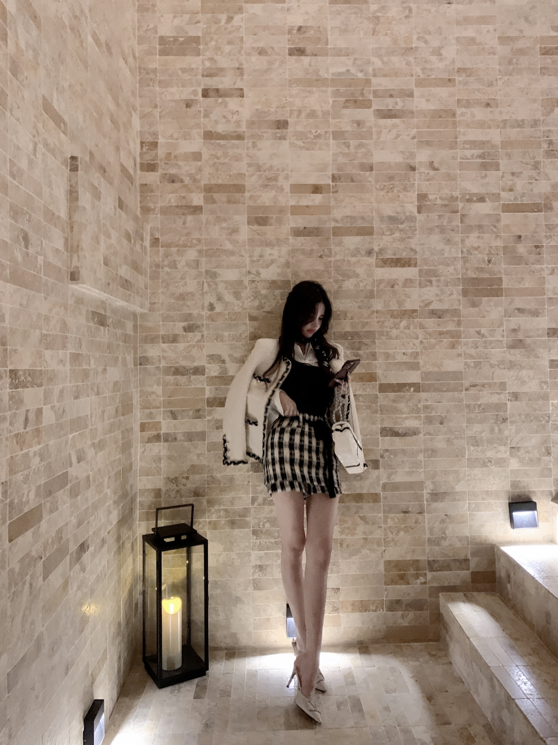 Black and White Coarse Tweed Luxury Coat with Silver Thread - Autumn Winter Chanel Style for Young Women Black and White Coarse Tweed Luxury Coat with Silver Thread - Autumn Winter Chanel Style for Young Women