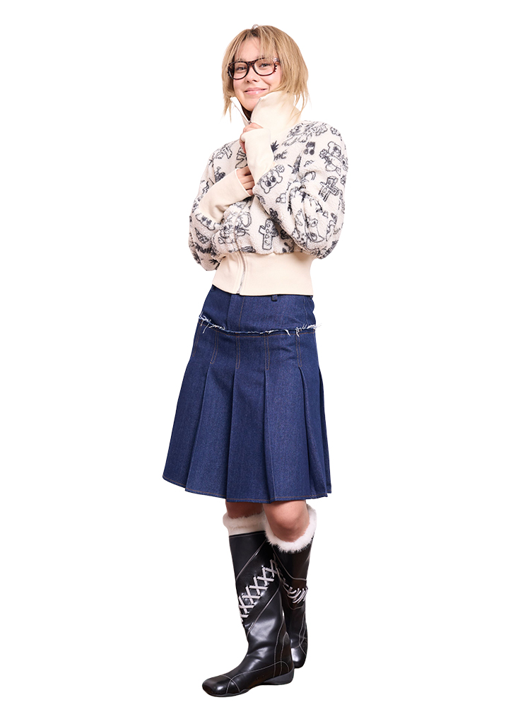 Black and White Printed Plush Short Coat with Lapel - Artist Original Short Plush Jacket for Trendy Style Black and White Printed Plush Short Coat with Lapel - Artist Original Short Plush Jacket for Trendy Style