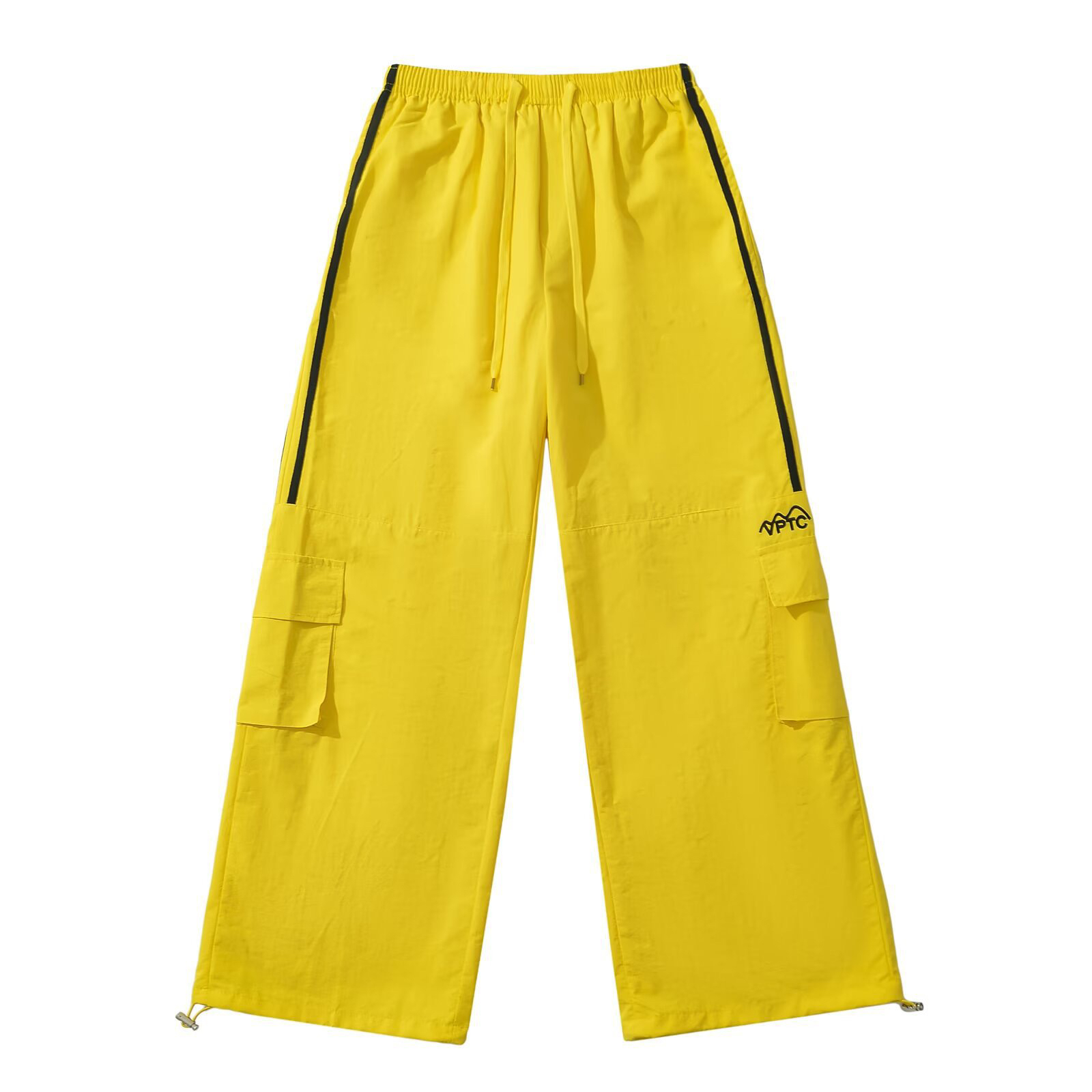 Black and Yellow Striped Wide-Leg Long Pants for Women - Jazz Dance Casual Workwear, Dopamine Style, Sports Fashion