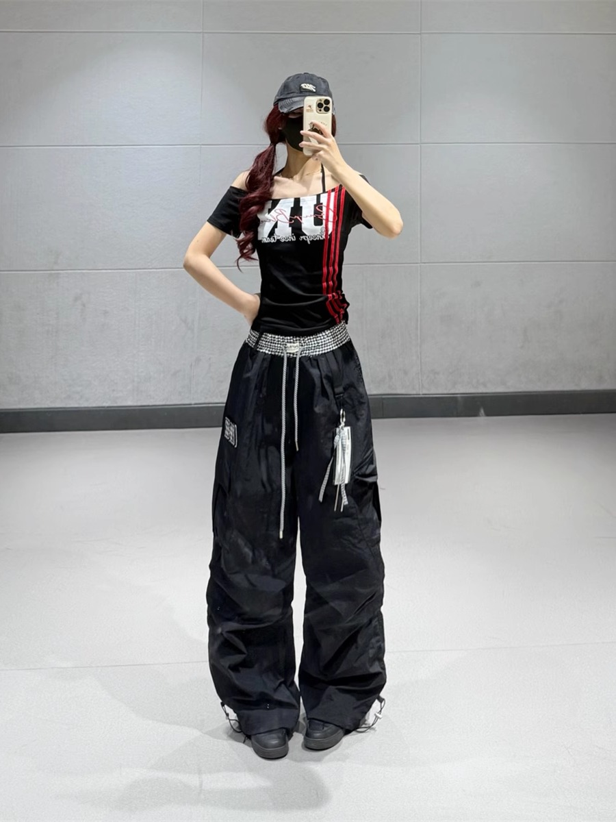 Black Checkered Patchwork High-Waisted Quick-Dry Work Pants for Women - Summer Straight-Leg Dance and Sports Pants Black Checkered Patchwork High-Waisted Quick-Dry Work Pants for Women - Summer Straight-Leg Dance and Sports Pants