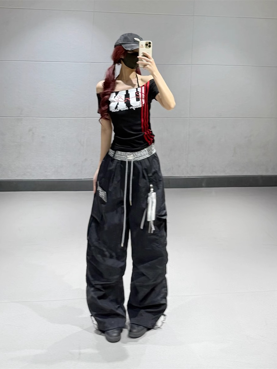 Black Checkered Patchwork High-Waisted Quick-Dry Work Pants for Women - Summer Straight-Leg Dance and Sports Pants Black Checkered Patchwork High-Waisted Quick-Dry Work Pants for Women - Summer Straight-Leg Dance and Sports Pants