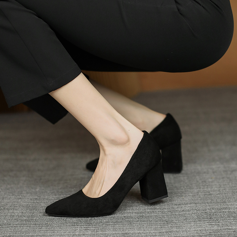 Black High-Heeled Shoes for Women, 5cm Thick Heel, Comfortable Low Heel, Formal Interview and Professional Work Footwear Black High-Heeled Shoes for Women, 5cm Thick Heel, Comfortable Low Heel, Formal Interview and Professional Work Footwear