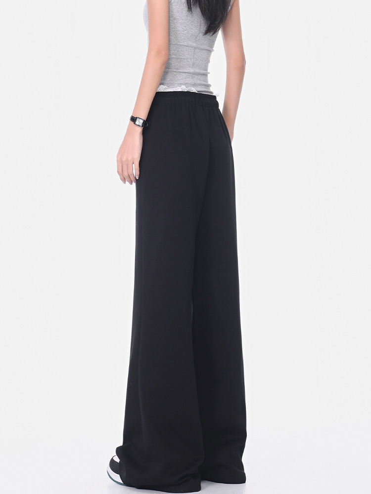 Black Lace Spliced Wide-Leg Casual Pants for Women - Flared Slimming Sweatpants for Spring/Summer Fashion Black Lace Spliced Wide-Leg Casual Pants for Women - Flared Slimming Sweatpants for Spring/Summer Fashion