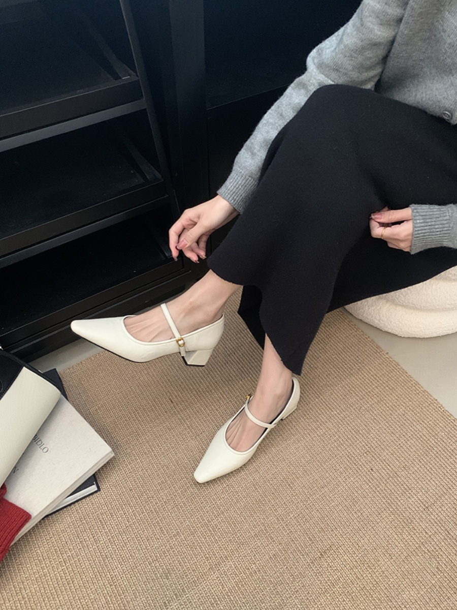 Black Mary Jane High-Heeled Chunky Shoes for Women - 2025 Spring French Style, Versatile Retro One-Strap Flats Black Mary Jane High-Heeled Chunky Shoes for Women - 2025 Spring French Style, Versatile Retro One-Strap Flats