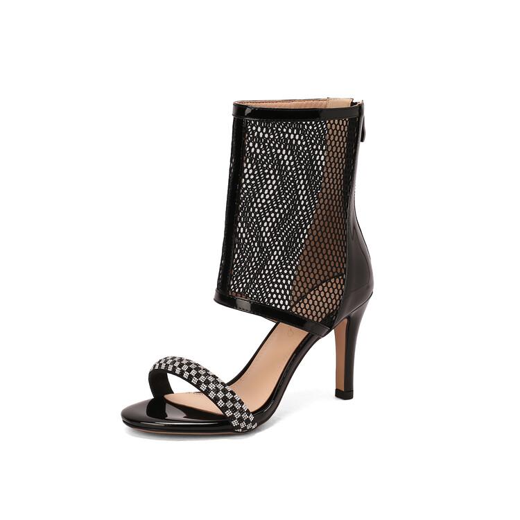Black Mesh Hollow Breathable Net Peep-Toe High Heels Sandals for Women - Elegant Spring 2022 Thin Heel Boots Black Mesh Hollow Breathable Net Peep-Toe High Heels Sandals for Women - Elegant Spring 2022 Thin Heel Boots