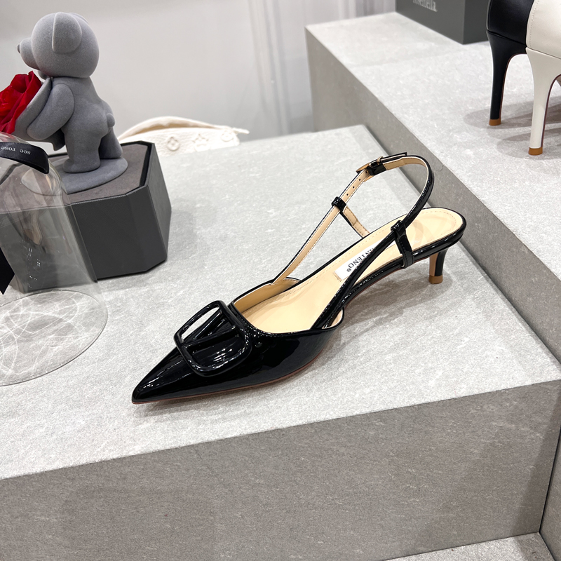 Black Open-Toe High Heel Sandals with One-Strap Design for Mature Women - Stylish and Comfortable Footwear