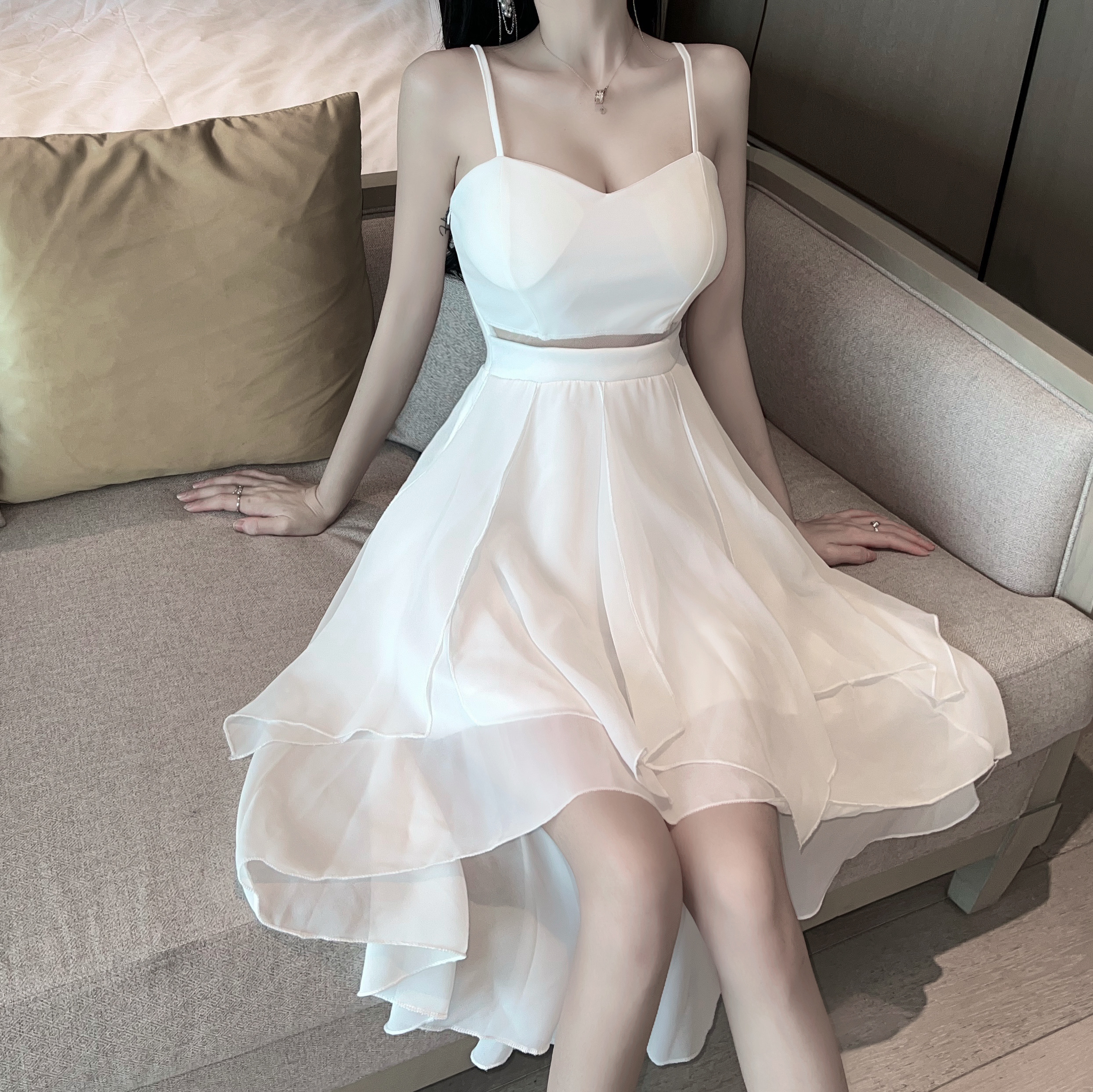 Black Spaghetti Strap Dress for Women - Sexy Summer Nightclub Style, Waist-Cinching Design, High-End Feel Black Spaghetti Strap Dress for Women - Sexy Summer Nightclub Style, Waist-Cinching Design, High-End Feel