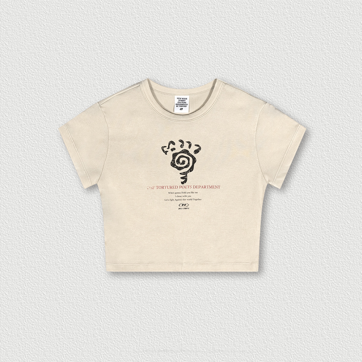 Black Vintage Short Slim Fit Shoulder T-Shirt for Women - 2025 Summer Hot Girl Printed Dance Short Sleeve Top, Y2K Style