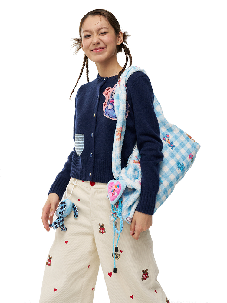 Blue and White Checkered Printed Plush Shoulder Tote Bag - Original Artist Design, Stylish Underarm Bag for Casual Chic Fashion Blue and White Checkered Printed Plush Shoulder Tote Bag - Original Artist Design, Stylish Underarm Bag for Casual Chic Fashion