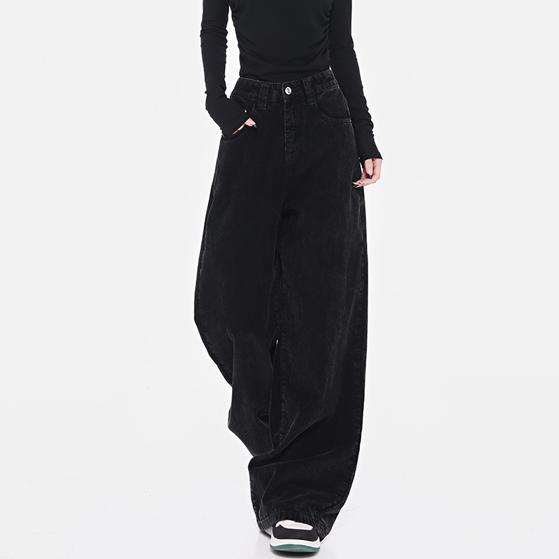 Blue Corduroy Wide-Leg Jeans for Women - High Waist Loose Fit Floor-Length Pants - Trendy Autumn/Winter Style Blue Corduroy Wide-Leg Jeans for Women - High Waist Loose Fit Floor-Length Pants - Trendy Autumn/Winter Style