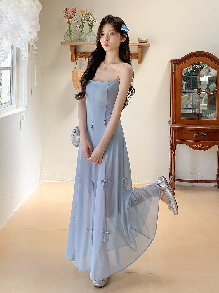 Blue Spaghetti Strap Summer Dress for Women - Relaxed Vacation Maxi Dress, Effortless Style for 2025 Blue Spaghetti Strap Summer Dress for Women - Relaxed Vacation Maxi Dress, Effortless Style for 2025