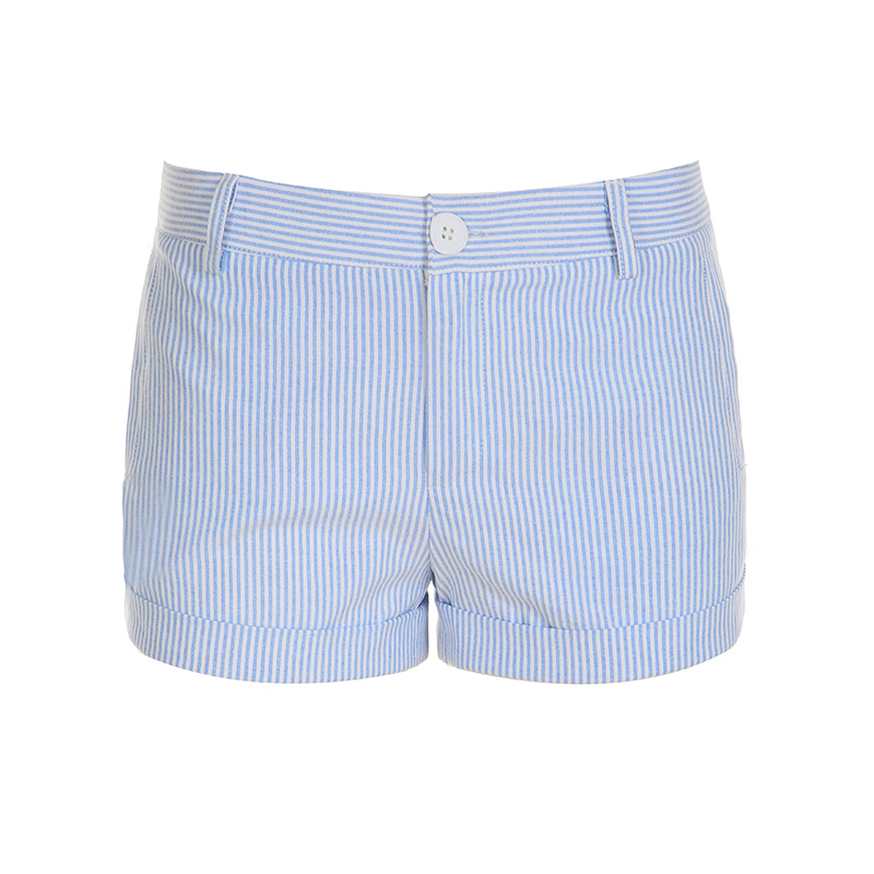 Blue Striped Button Low Waist Woven Casual Shorts - Vintage-Inspired Cuffed Wide-Leg Pants for Hot Girl Summer Style Blue Striped Button Low Waist Woven Casual Shorts - Vintage-Inspired Cuffed Wide-Leg Pants for Hot Girl Summer Style
