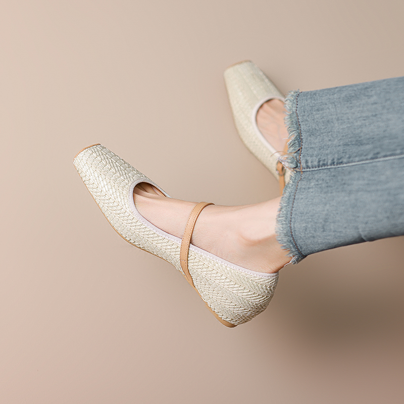 Bohemian French Vintage One-Strap Mary Jane Shoes – Woven Height-Increasing Square-Toe Flats for Chic Style Bohemian French Vintage One-Strap Mary Jane Shoes – Woven Height-Increasing Square-Toe Flats for Chic Style