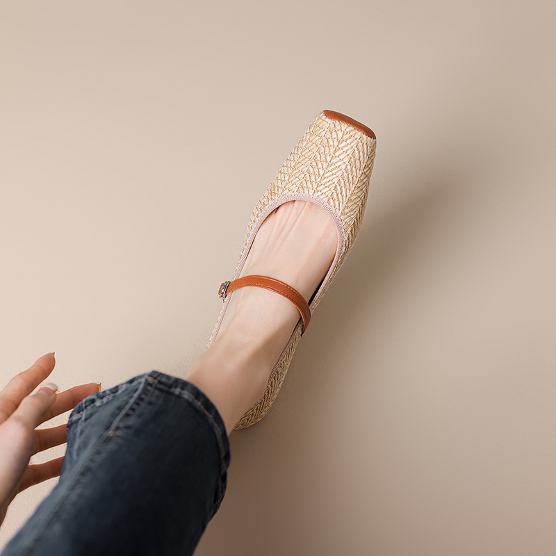 Bohemian French Vintage One-Strap Mary Jane Shoes – Woven Height-Increasing Square-Toe Flats for Chic Style Bohemian French Vintage One-Strap Mary Jane Shoes – Woven Height-Increasing Square-Toe Flats for Chic Style