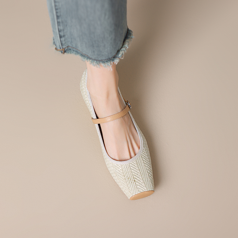 Bohemian French Vintage One-Strap Mary Jane Shoes – Woven Height-Increasing Square-Toe Flats for Chic Style Bohemian French Vintage One-Strap Mary Jane Shoes – Woven Height-Increasing Square-Toe Flats for Chic Style