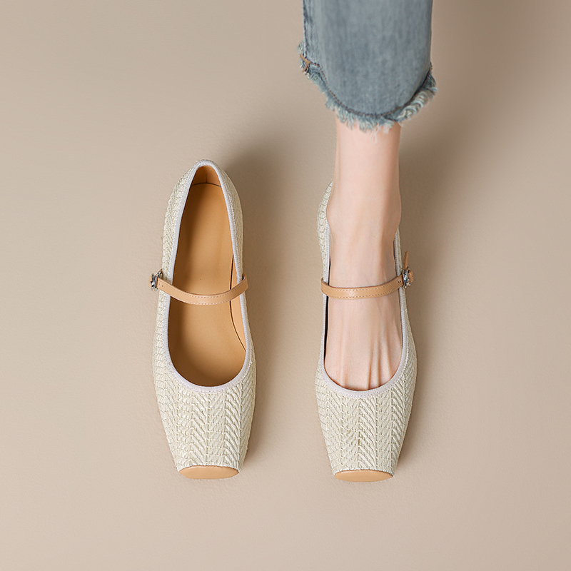 Bohemian French Vintage One-Strap Mary Jane Shoes – Woven Height-Increasing Square-Toe Flats for Chic Style Bohemian French Vintage One-Strap Mary Jane Shoes – Woven Height-Increasing Square-Toe Flats for Chic Style