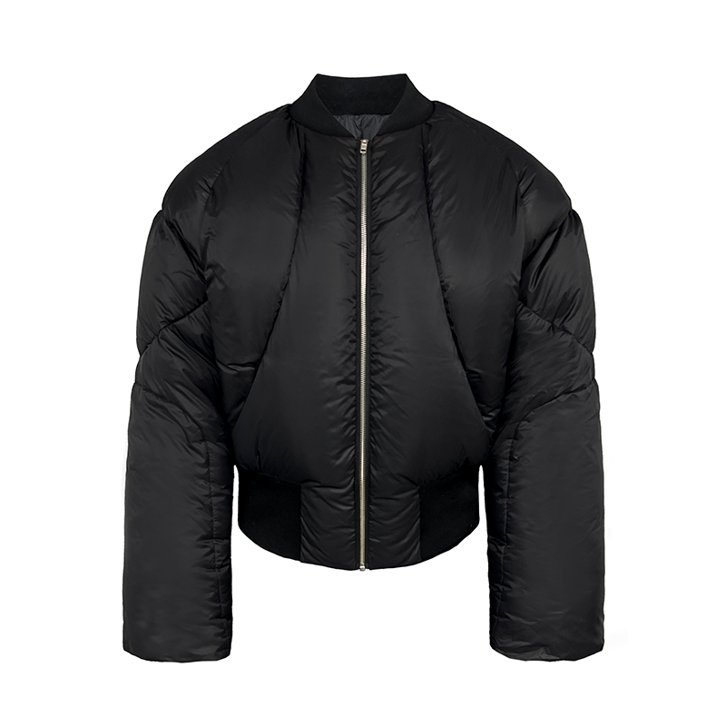 Boxing Down Coat - White Duck Down Short Loose Fit Zipper Jacket for a Chic Winter Look