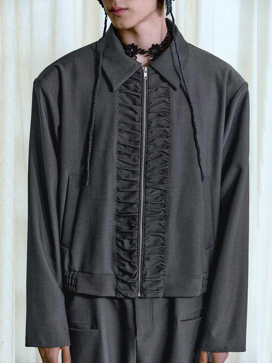 Boxy-Fit Court Jacket with Bimba Lining and YKK Zipper - Trendy 90s Inspired Outerwear Boxy-Fit Court Jacket with Bimba Lining and YKK Zipper - Trendy 90s Inspired Outerwear