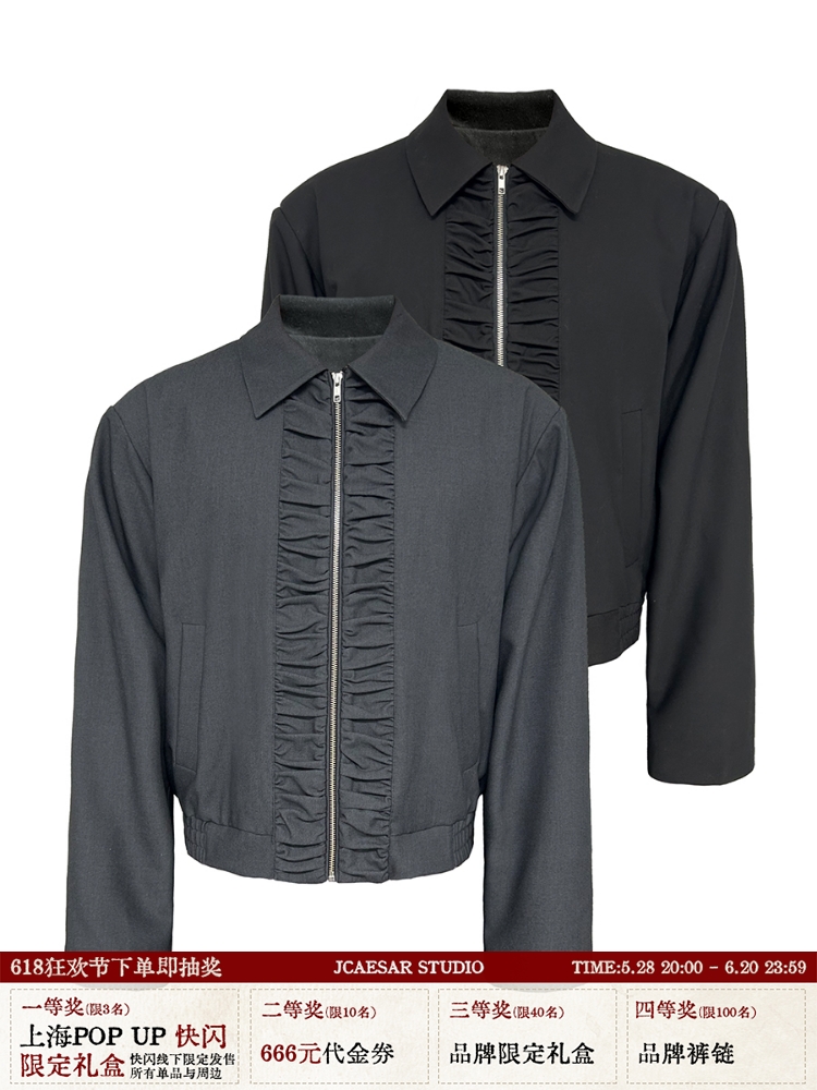 Boxy-Fit Court Jacket with Bimba Lining and YKK Zipper - Trendy 90s Inspired Outerwear