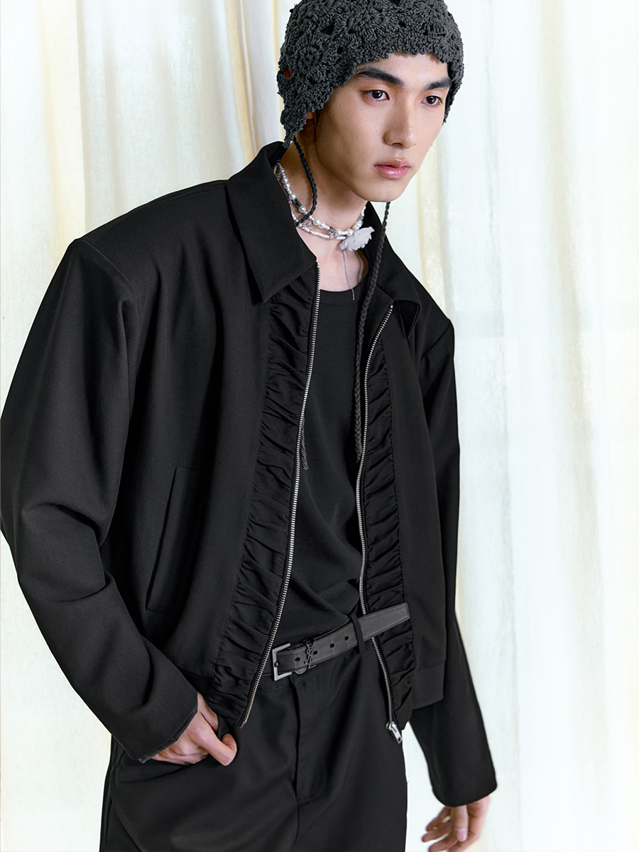 Boxy-Fit Court Jacket with Bimba Lining and YKK Zipper - Trendy 90s Inspired Outerwear Boxy-Fit Court Jacket with Bimba Lining and YKK Zipper - Trendy 90s Inspired Outerwear