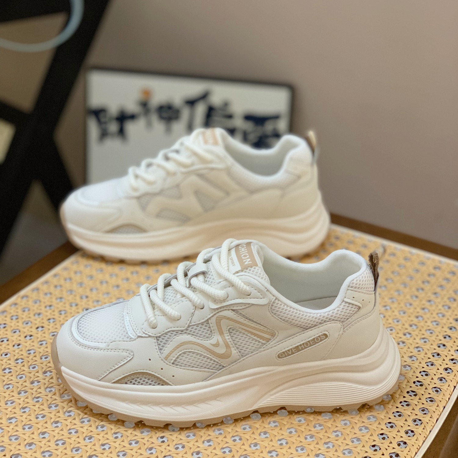 Breathable Mesh Dad Shoes for Women - Genuine Leather Lace-Up Sneakers, 2025 Summer Korean Style, Versatile & Comfortable Breathable Mesh Dad Shoes for Women - Genuine Leather Lace-Up Sneakers, 2025 Summer Korean Style, Versatile & Comfortable