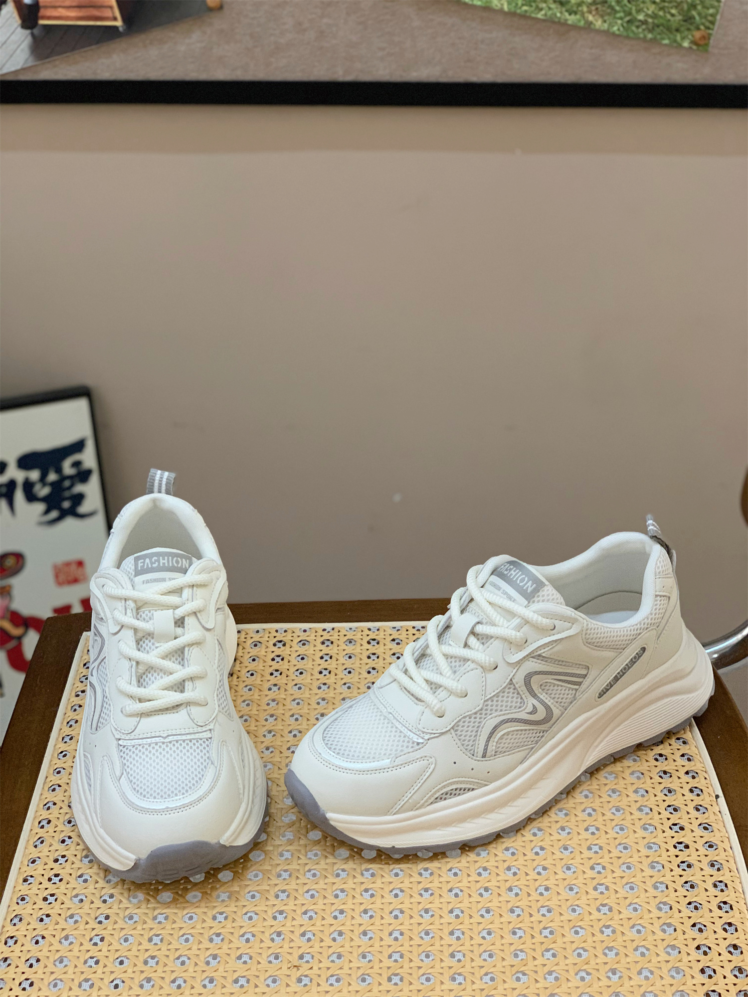 Breathable Mesh Dad Shoes for Women - Genuine Leather Lace-Up Sneakers, 2025 Summer Korean Style, Versatile & Comfortable Breathable Mesh Dad Shoes for Women - Genuine Leather Lace-Up Sneakers, 2025 Summer Korean Style, Versatile & Comfortable