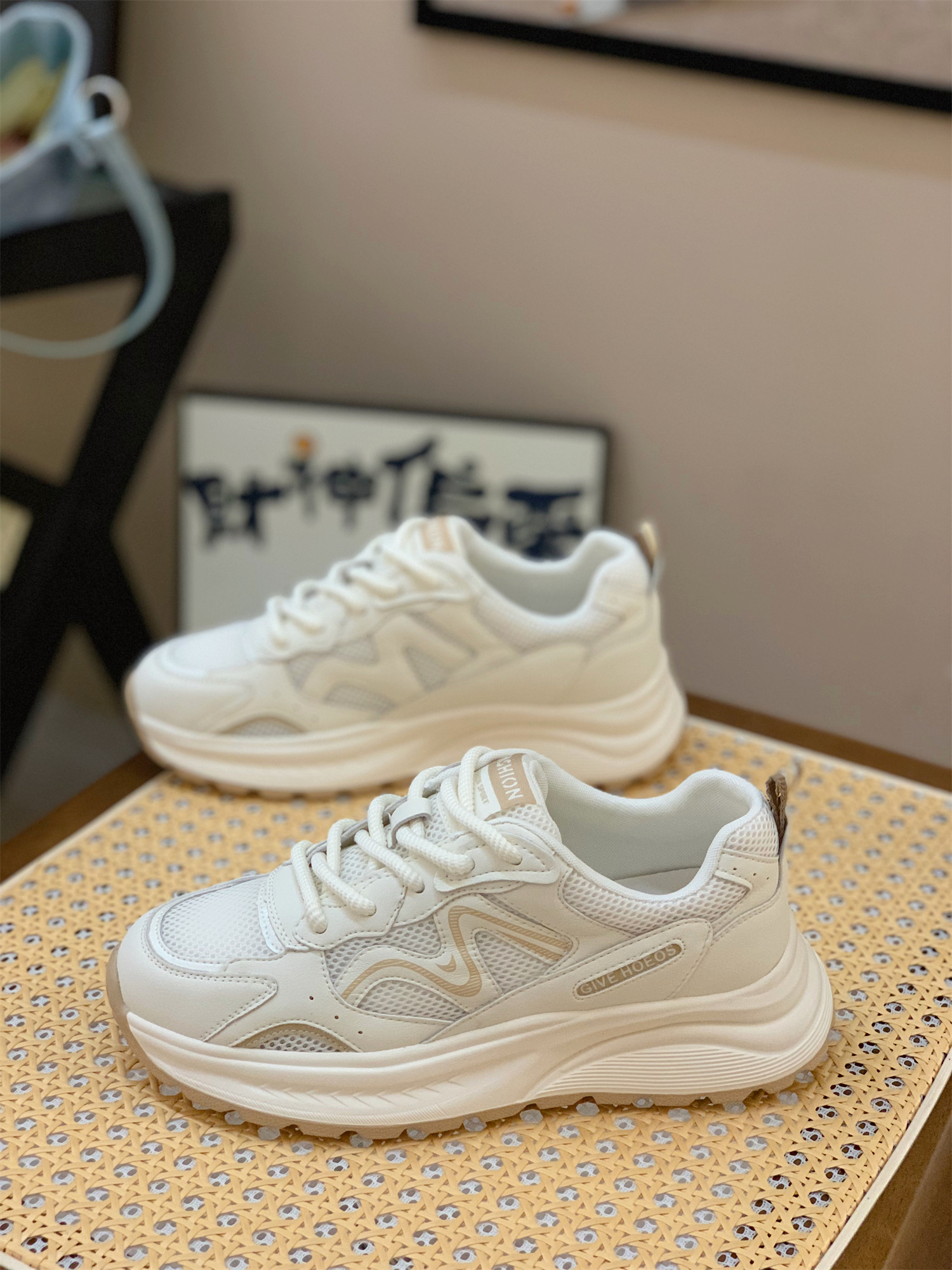 Breathable Mesh Dad Shoes for Women - Genuine Leather Lace-Up Sneakers, 2025 Summer Korean Style, Versatile & Comfortable Breathable Mesh Dad Shoes for Women - Genuine Leather Lace-Up Sneakers, 2025 Summer Korean Style, Versatile & Comfortable