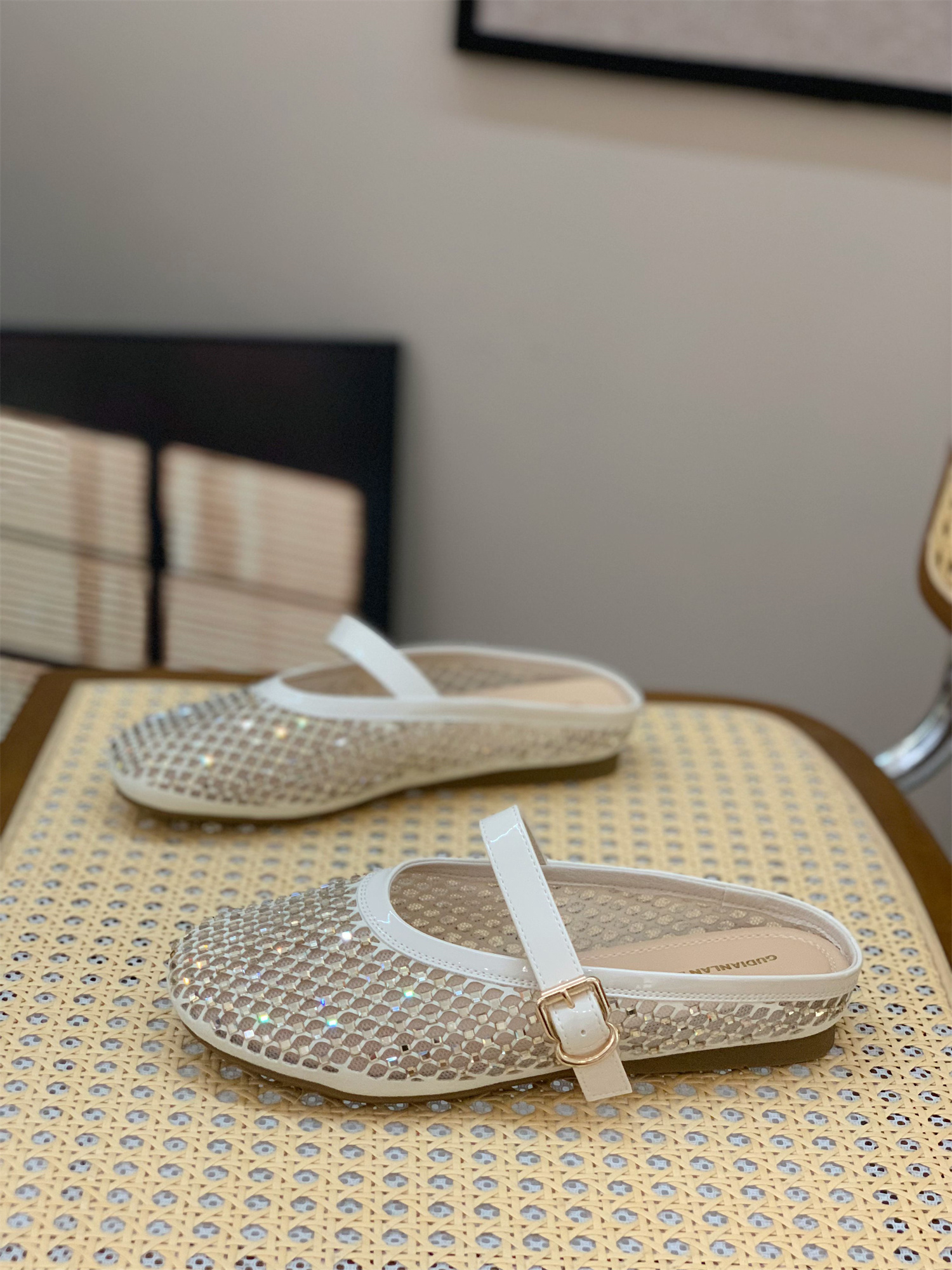 Breathable Mesh Hollow Mary Jane Slippers for Women - 2025 Summer Outdoor Wear, Lazy Closed-Toe Design