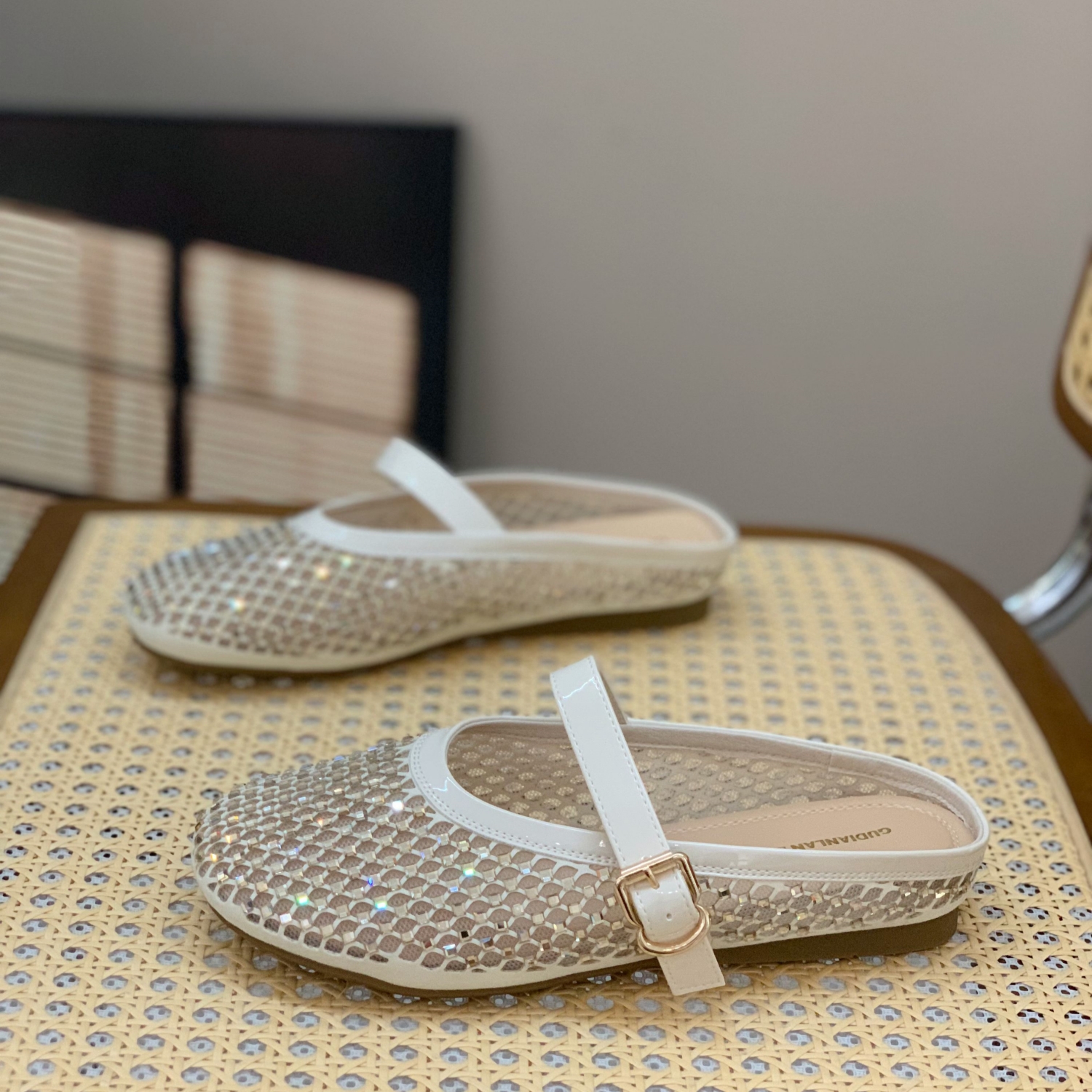 Breathable Mesh Hollow Mary Jane Slippers for Women - 2025 Summer Outdoor Wear, Lazy Closed-Toe Design