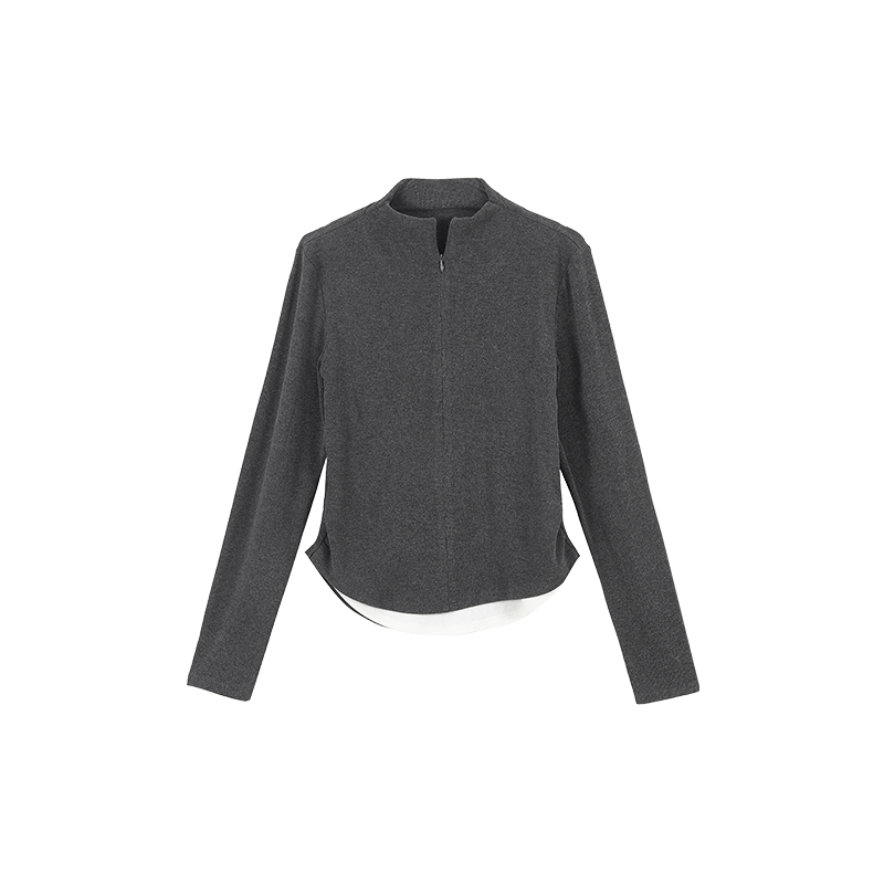 Brown Fake Two-Piece Half-High Collar Long Sleeve T-Shirt for Women - Spring Korean Style Versatile Slim Fit Base Top Brown Fake Two-Piece Half-High Collar Long Sleeve T-Shirt for Women - Spring Korean Style Versatile Slim Fit Base Top