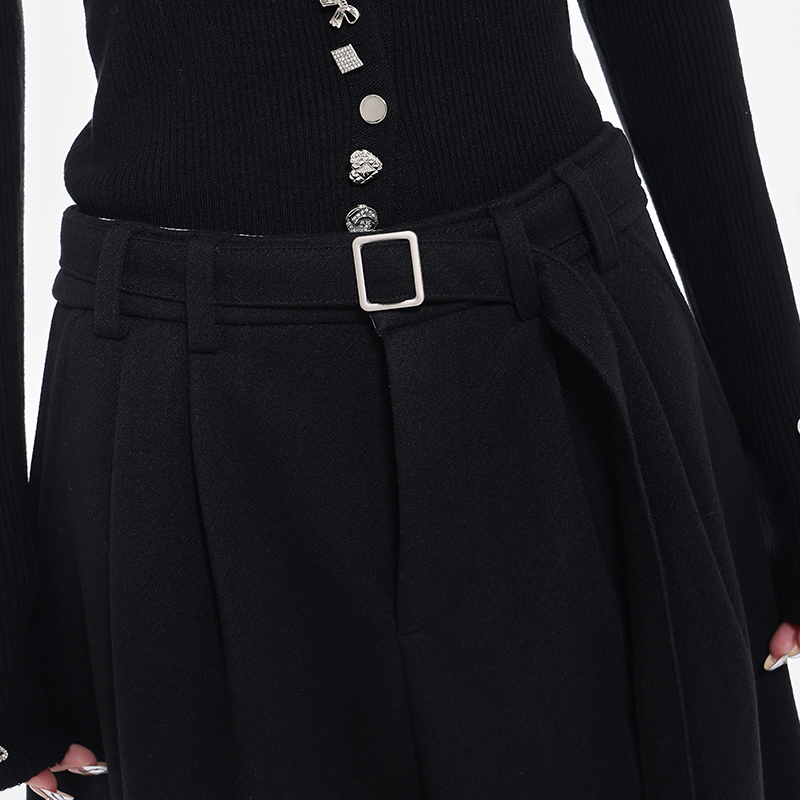 Brown Thick Woolen Wide-Leg Suit Pants for Women - Autumn/Winter Loose Draped Casual Trousers, Y2K Inspired Fashion Brown Thick Woolen Wide-Leg Suit Pants for Women - Autumn/Winter Loose Draped Casual Trousers, Y2K Inspired Fashion