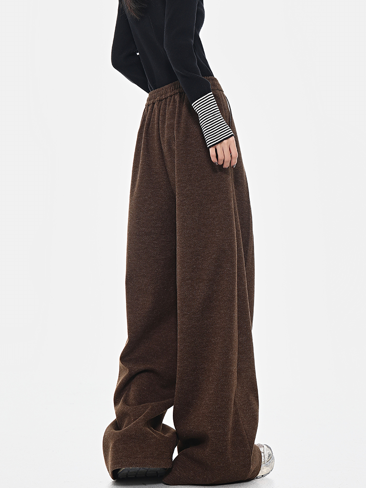 Brown Thickened Woolen Pleated Suit Pants for Women, Autumn/Winter Versatile Loose Slimming Wide-Leg Style, Chic Fashion Essential Brown Thickened Woolen Pleated Suit Pants for Women, Autumn/Winter Versatile Loose Slimming Wide-Leg Style, Chic Fashion Essential