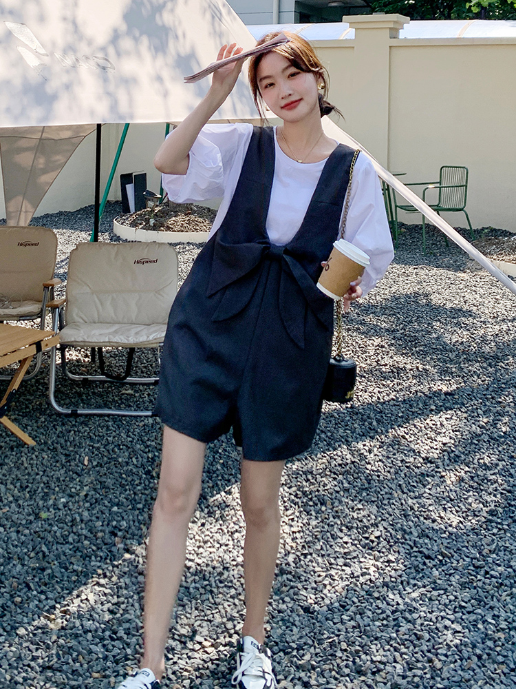 Butterfly Knot Suspenders Pants Set for Women - Trendy Summer 2025 Youthful Shorts Outfit Butterfly Knot Suspenders Pants Set for Women - Trendy Summer 2025 Youthful Shorts Outfit