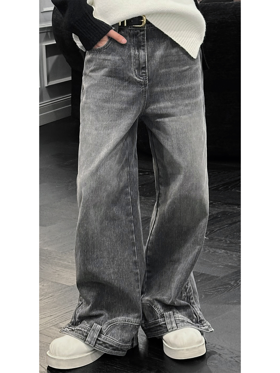 Casual Floor-Length Straight-Leg Jeans in Retro American Style with Dragon Dadao Design - Trendy Autumn Fashion