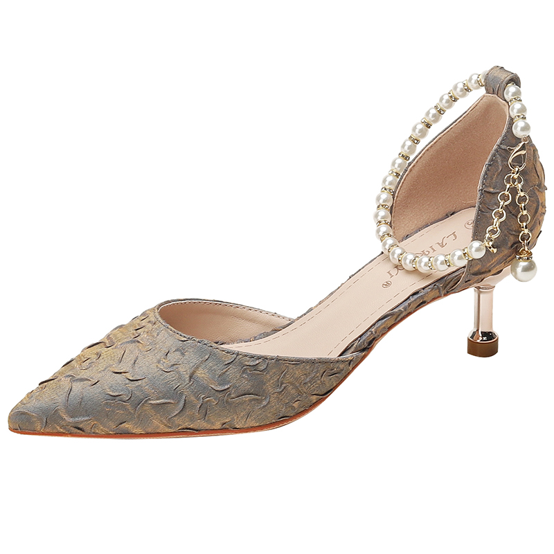 Champagne Open-Toe High Heels with One-Strap Pearl Design for Weddings & Bridesmaids, Summer 2025, Daily Wear, Elegant Style Champagne Open-Toe High Heels with One-Strap Pearl Design for Weddings & Bridesmaids, Summer 2025, Daily Wear, Elegant Style