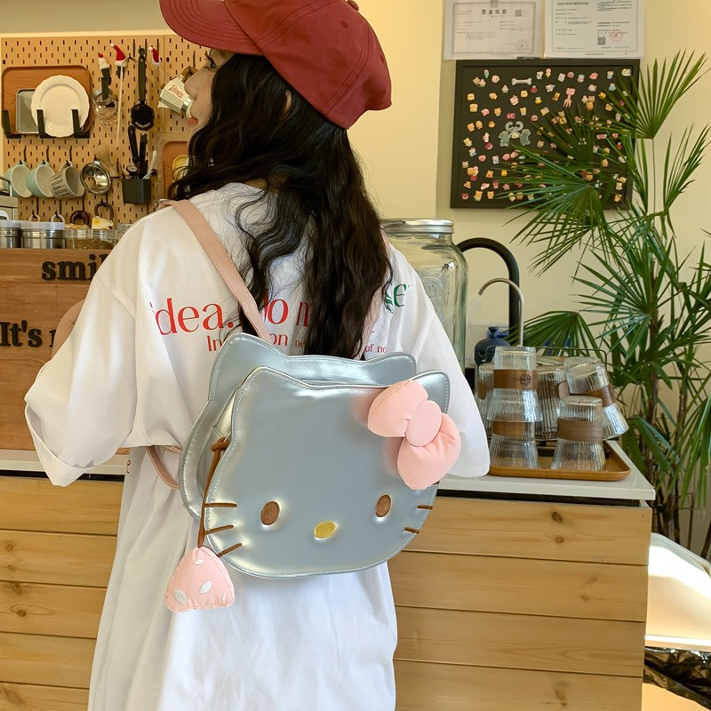 Charming Hello Kitty Cartoon Backpack for Women, Cute Crossbody Shoulder Bag, 2025 Trendy Cat Design, Perfect for Y2K Style. Charming Hello Kitty Cartoon Backpack for Women, Cute Crossbody Shoulder Bag, 2025 Trendy Cat Design, Perfect for Y2K Style.