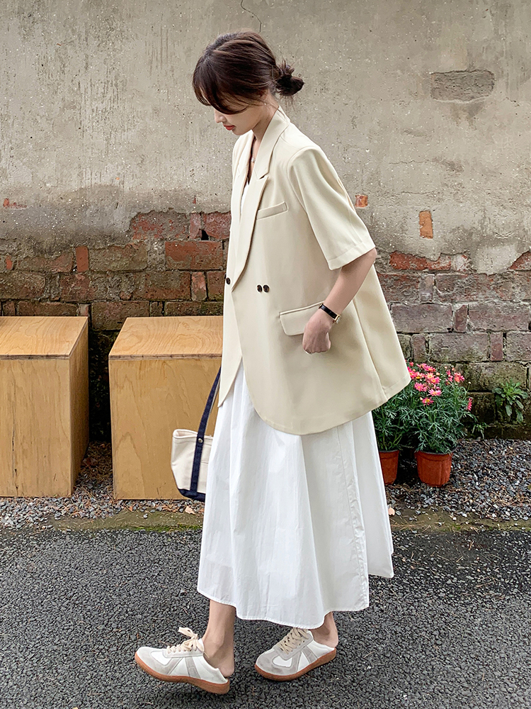 Chic Casual Short-Sleeve Blazer for Women - Summer Thin Style, Unique Design, 2025 Professional Look, Trendy Fashion Outerwear