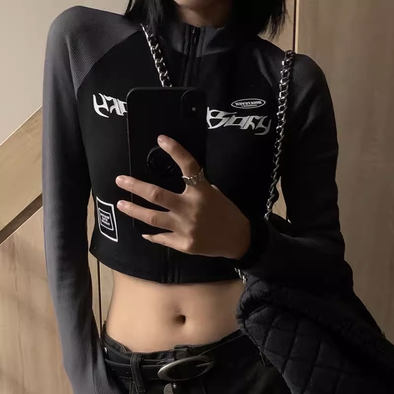 Chic K-Pop Music Festival Short Top - Sweet Spicy Design, Cool European & American Style, Perfect for Hot Girls and 90s Fashion Lovers