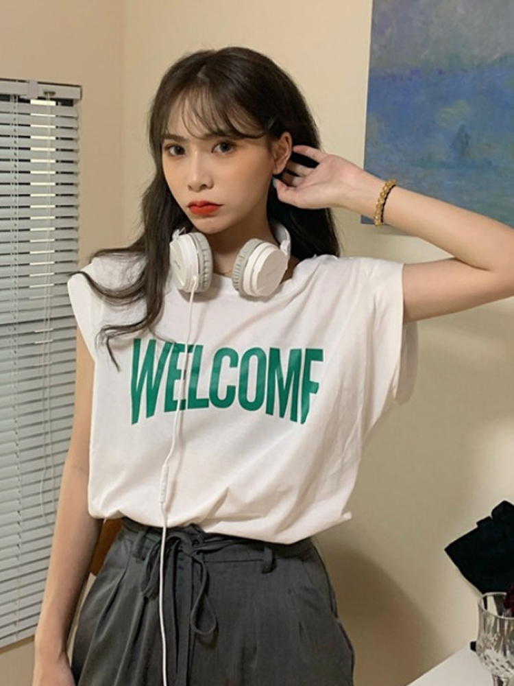 Chic Korean Style Sleeveless Hip Hop Loose T-Shirt for Women - Summer Sweet and Spicy Jazz Top Chic Korean Style Sleeveless Hip Hop Loose T-Shirt for Women - Summer Sweet and Spicy Jazz Top