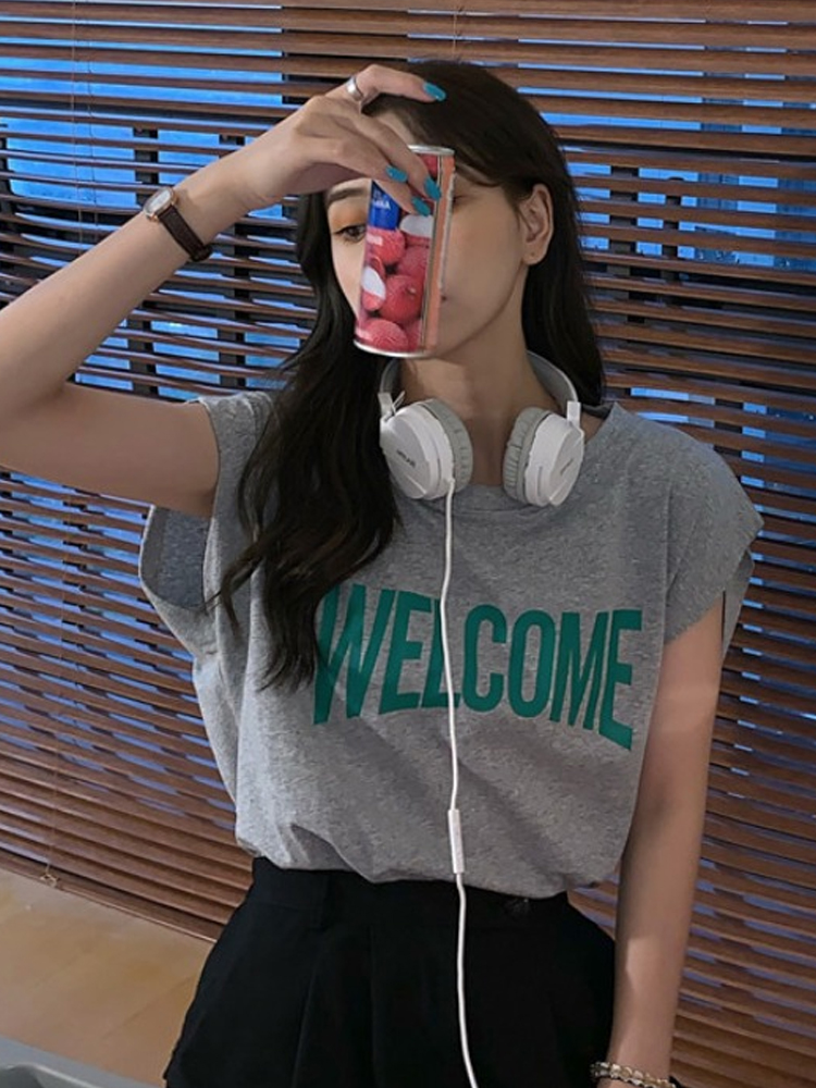 Chic Korean Style Sleeveless Hip Hop Loose T-Shirt for Women - Summer Sweet and Spicy Jazz Top Chic Korean Style Sleeveless Hip Hop Loose T-Shirt for Women - Summer Sweet and Spicy Jazz Top