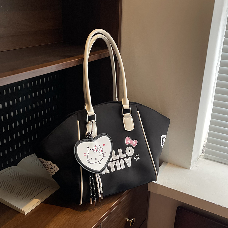 Chic Red Hello Kitty Women's Handbag, Large Capacity Cartoon Shoulder Bag for Commuting, Niche Fashion Accessory