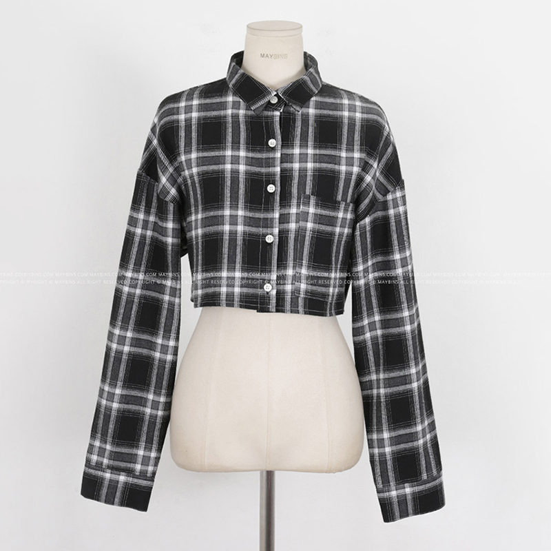 Chic Women's Plaid Shirt, Long Sleeves, Autumn Fashion, Stylish Hong Kong-Inspired Top, Instagram-Worthy Look, Trendy Design