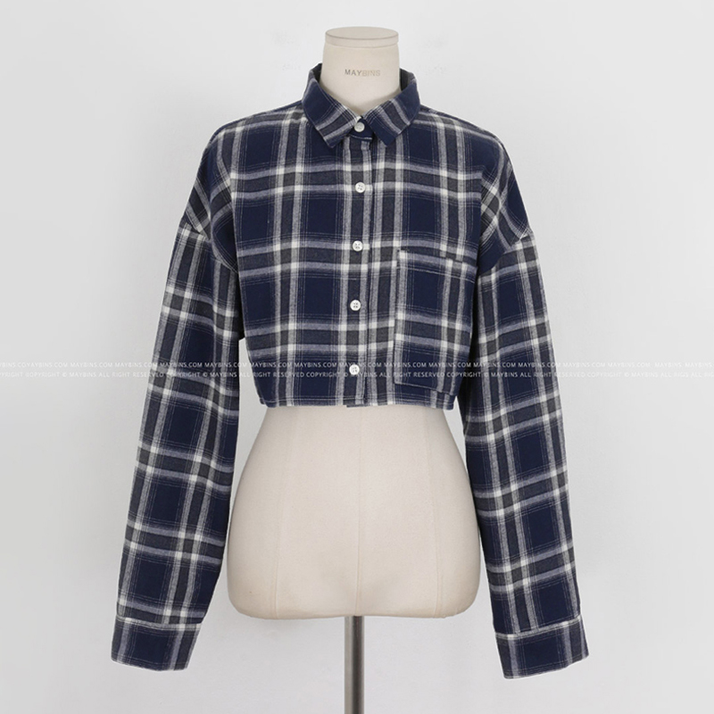 Chic Women's Plaid Shirt, Long Sleeves, Autumn Fashion, Stylish Hong Kong-Inspired Top, Instagram-Worthy Look, Trendy Design Chic Women's Plaid Shirt, Long Sleeves, Autumn Fashion, Stylish Hong Kong-Inspired Top, Instagram-Worthy Look, Trendy Design