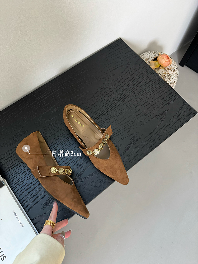 Chinese-Style Pointed-Toe Women's Mary Jane Shoes - Height-Increasing, Exquisite French Design for Spring & Autumn Fashion Chinese-Style Pointed-Toe Women's Mary Jane Shoes - Height-Increasing, Exquisite French Design for Spring & Autumn Fashion