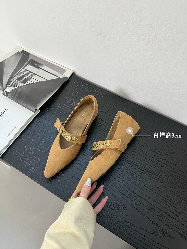 Chinese-Style Pointed-Toe Women's Mary Jane Shoes - Height-Increasing, Exquisite French Design for Spring & Autumn Fashion Chinese-Style Pointed-Toe Women's Mary Jane Shoes - Height-Increasing, Exquisite French Design for Spring & Autumn Fashion