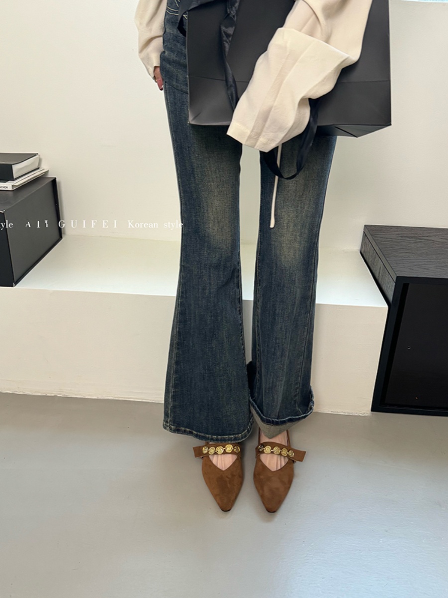 Chinese-Style Pointed-Toe Women's Mary Jane Shoes - Height-Increasing, Exquisite French Design for Spring & Autumn Fashion Chinese-Style Pointed-Toe Women's Mary Jane Shoes - Height-Increasing, Exquisite French Design for Spring & Autumn Fashion